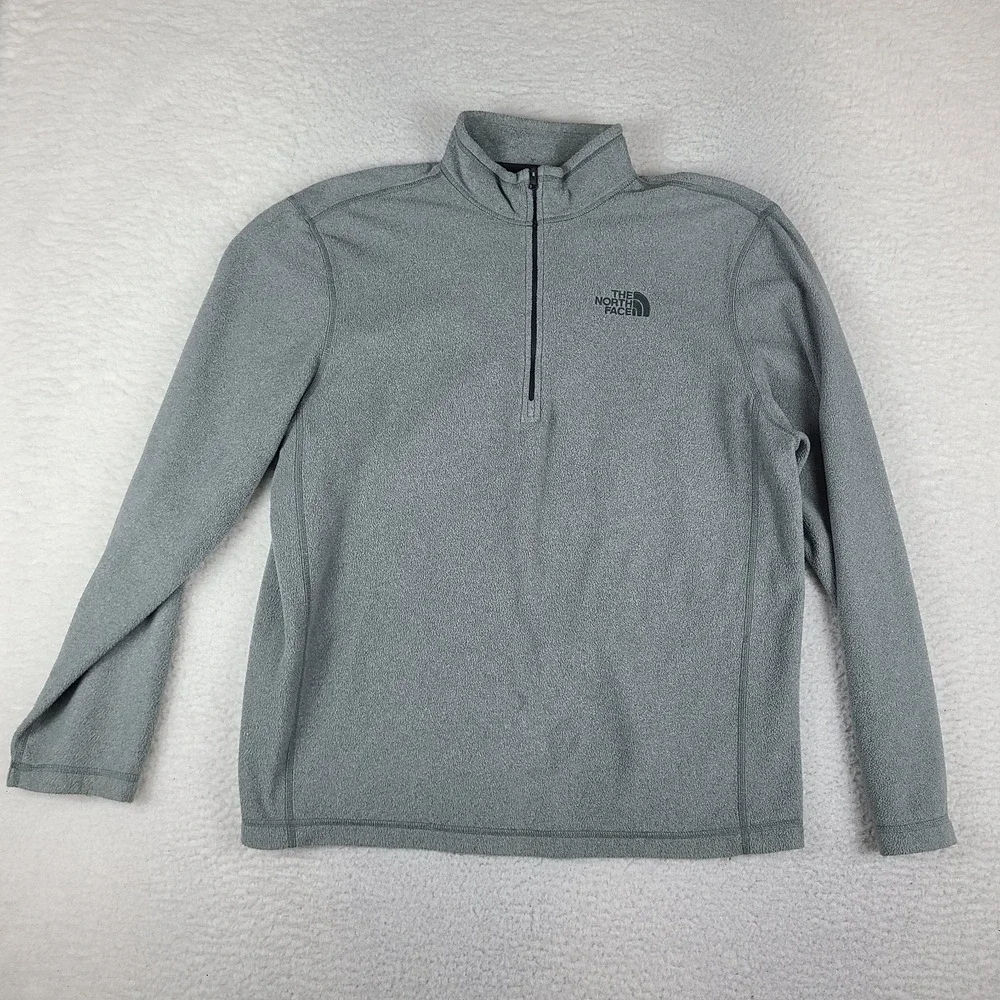 The North Face Sweater Mens Large Gray Fleece Quarter Zip Sweatshirt